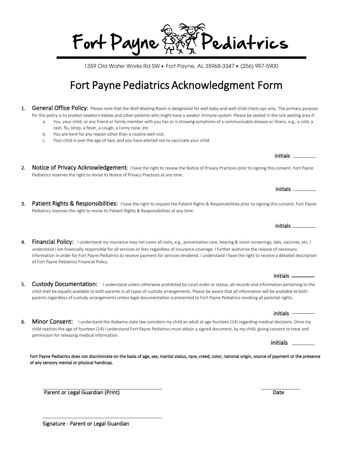 ACKNOWLEDGEMENT FORM preview